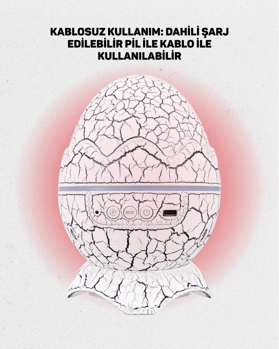 Dinozor Yumurtası Tasarımlı Projektörlü Gece Lambası 4 Dinozor Yumurtası Tasarımlı Projektörlü Gece Lambası - Görsel 4