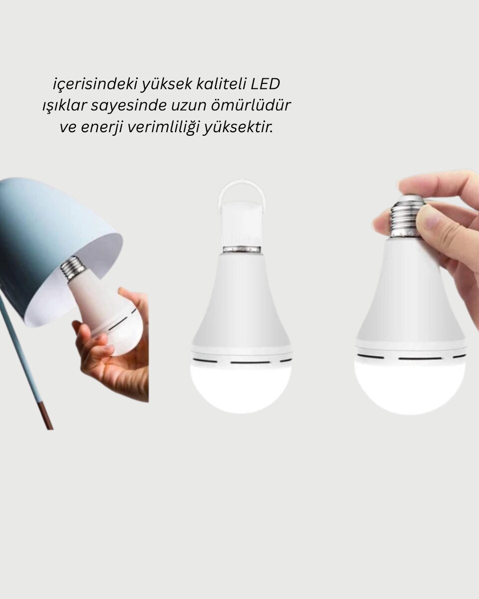 Ev ve İş Yeri İçin Şarjlı LED Ampul 3 Ev ve İş Yeri İçin Şarjlı LED Ampul - Görsel 3