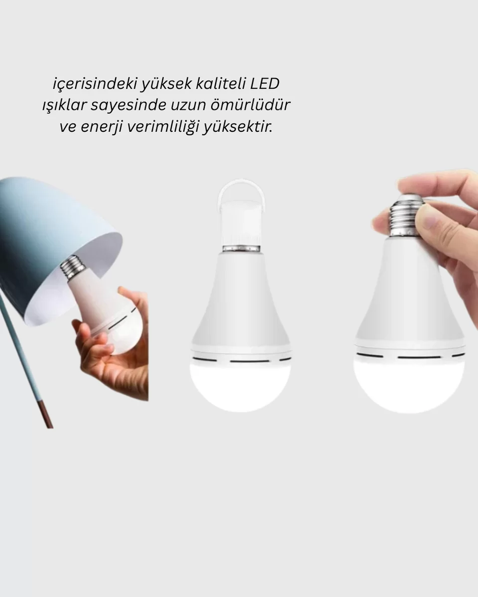 Acil Durumlar İçin Şarjlı LED Ampul 6400K Soğuk Beyaz 30 Watt Yeni Nesil 3 Acil Durumlar İçin Şarjlı LED Ampul 6400K Soğuk Beyaz 30 Watt Yeni Nesil - Görsel 3
