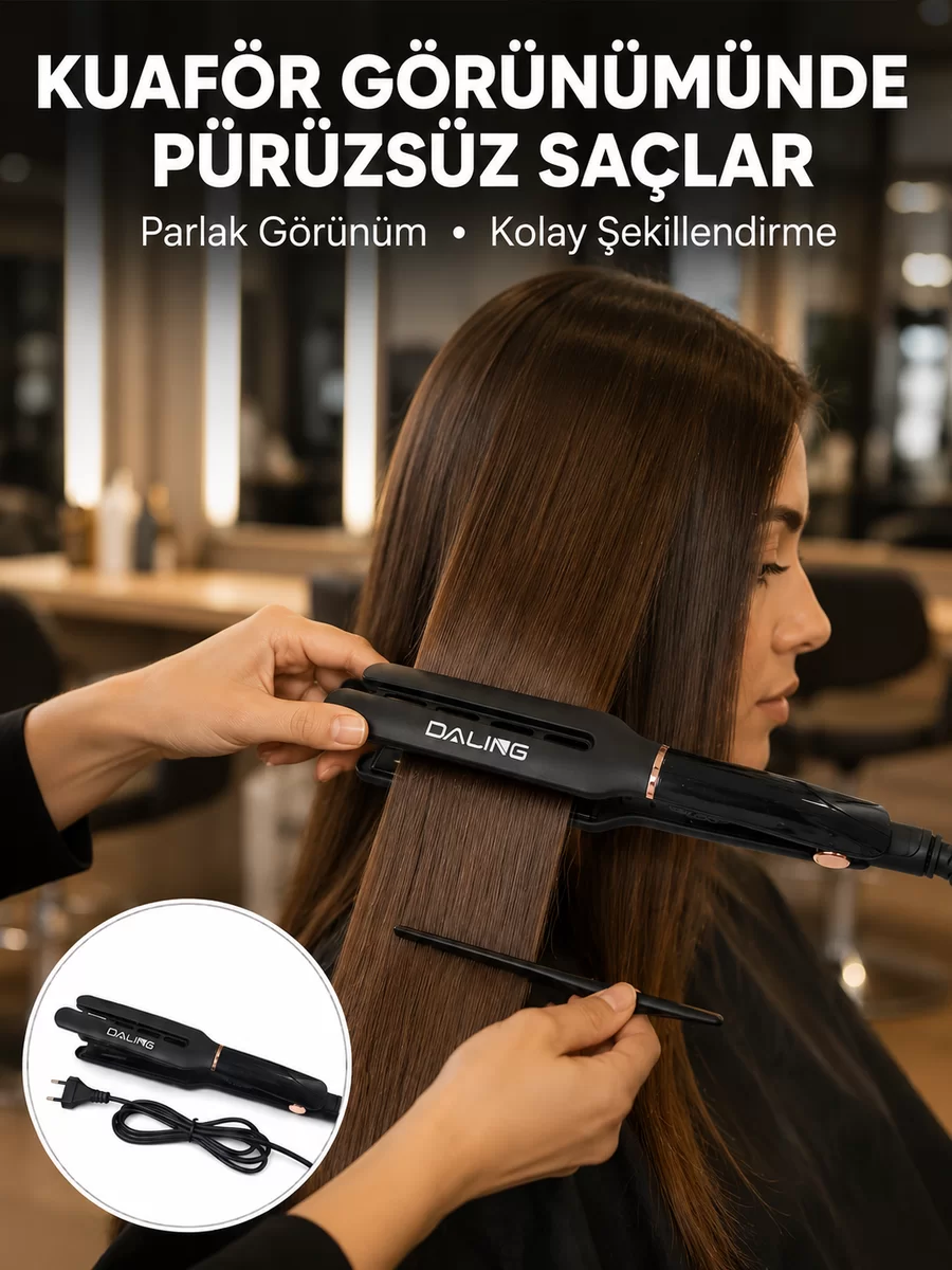 Daling Profesyonel Saç Düzleştirici Seramik Yüzey Tüm Saç Tipleri İçin Yeni Nesil 1 Daling Profesyonel Saç Düzleştirici Seramik Yüzey Tüm Saç Tipleri İçin Yeni Nesil