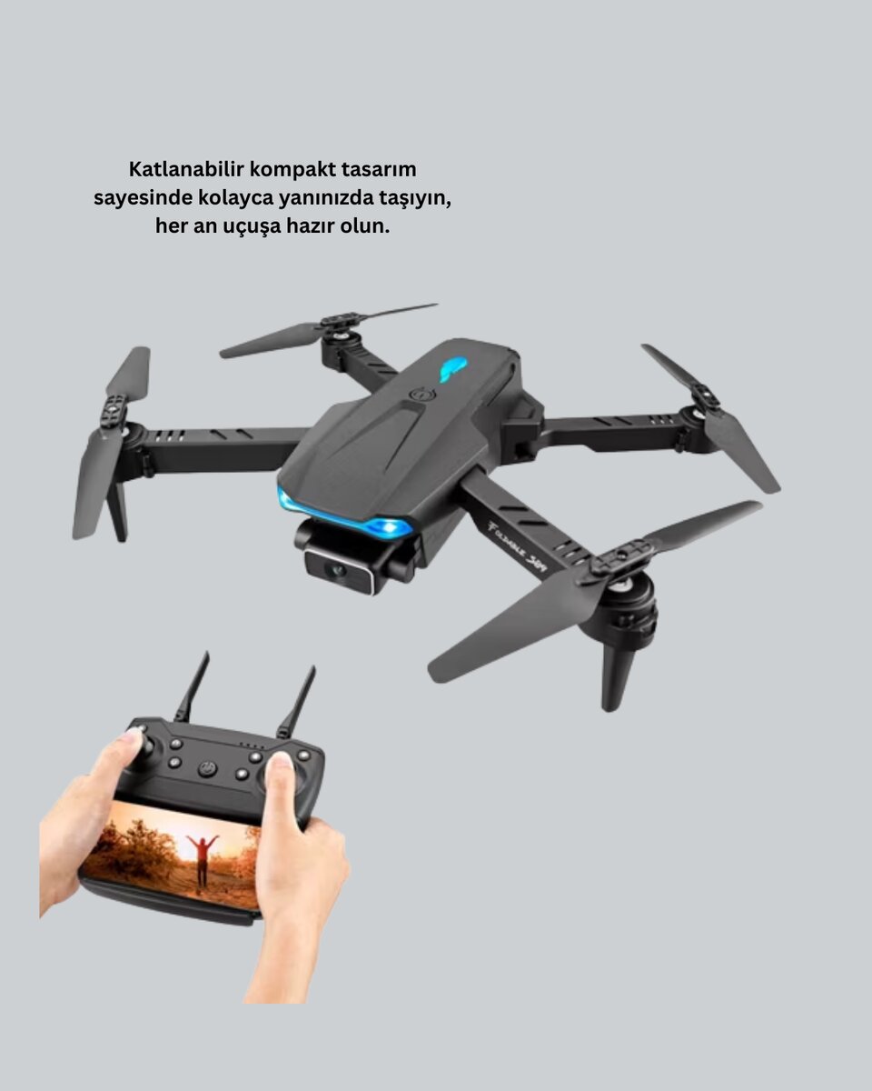Uzaktan Kumandalı Katlanabilir Drone Yörünge Uçuşu ve Eve Dönüş Özellikli 3 Uzaktan Kumandalı Katlanabilir Drone Yörünge Uçuşu ve Eve Dönüş Özellikli - Görsel 3