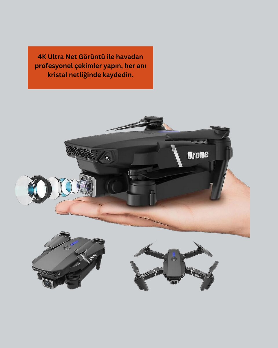 Wifi FPV Canlı Görüntü Aktarımlı Katlanabilir Drone 2 Wifi FPV Canlı Görüntü Aktarımlı Katlanabilir Drone - Görsel 2