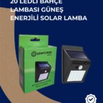 Solar Enerjili 20 LED Duvar Lambası | Hareket Sensörlü, Su Geçirmez, Kablo Gerektirmez