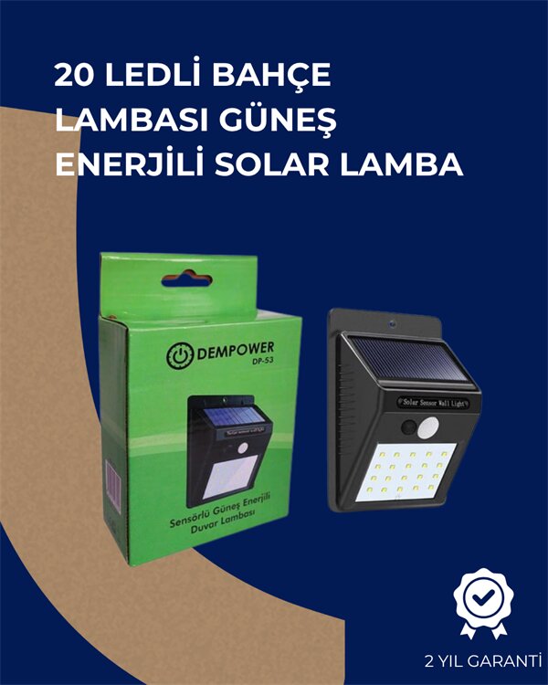 Solar Enerjili 20 LED Duvar Lambası | Hareket Sensörlü Su Geçirmez Kablo Gerektirmez 1 Solar Enerjili 20 LED Duvar Lambası | Hareket Sensörlü Su Geçirmez Kablo Gerektirmez