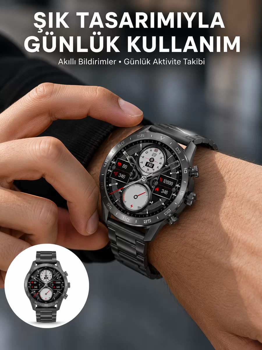 Akıllı Saat Çelik Kordon Çağrı Cevaplama Amoled Ekran Titreşimli Uyku ve Sağlık Takibi Yeni Nesil 1 Akıllı Saat Çelik Kordon Çağrı Cevaplama Amoled Ekran Titreşimli Uyku ve Sağlık Takibi Yeni Nesil