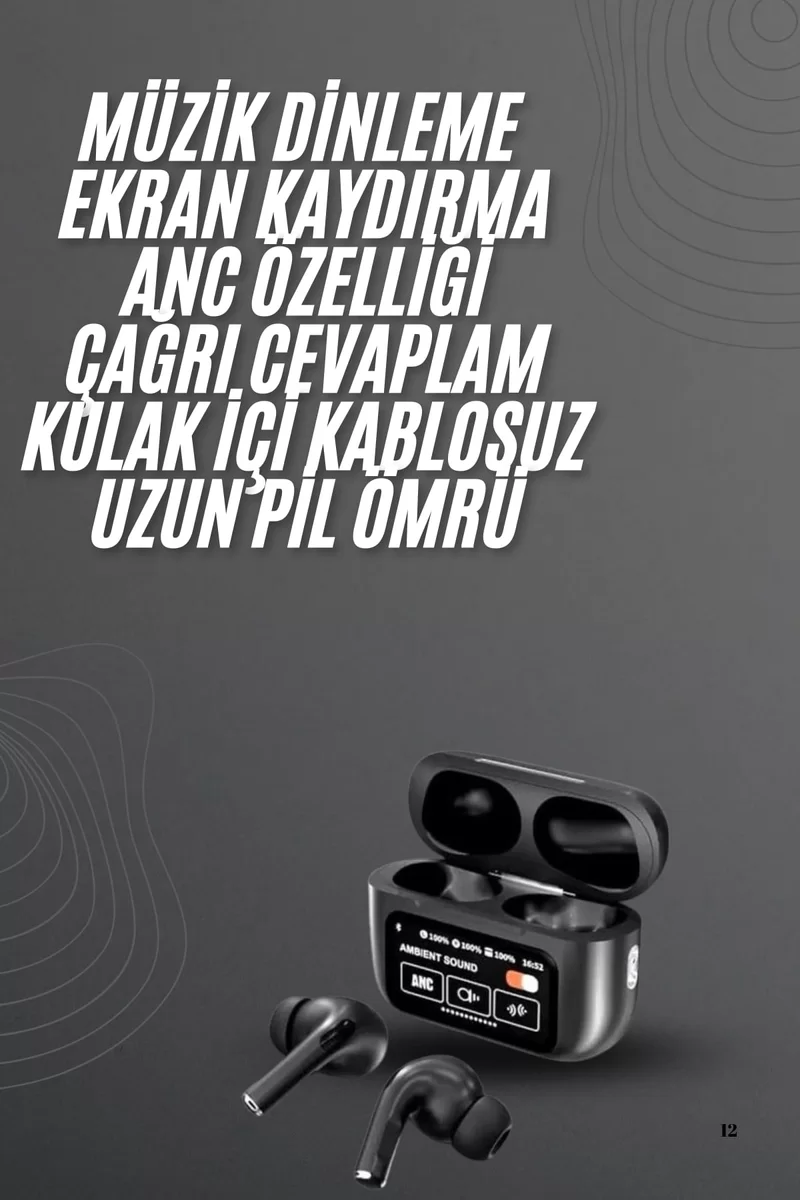 Kulak İçi Bluetooth Kulaklık Ekranlı Müzik Dinleme Çağrı Cevaplama Siyah Yeni Nesil 2 Kulak İçi Bluetooth Kulaklık Ekranlı Müzik Dinleme Çağrı Cevaplama Siyah Yeni Nesil - Görsel 2