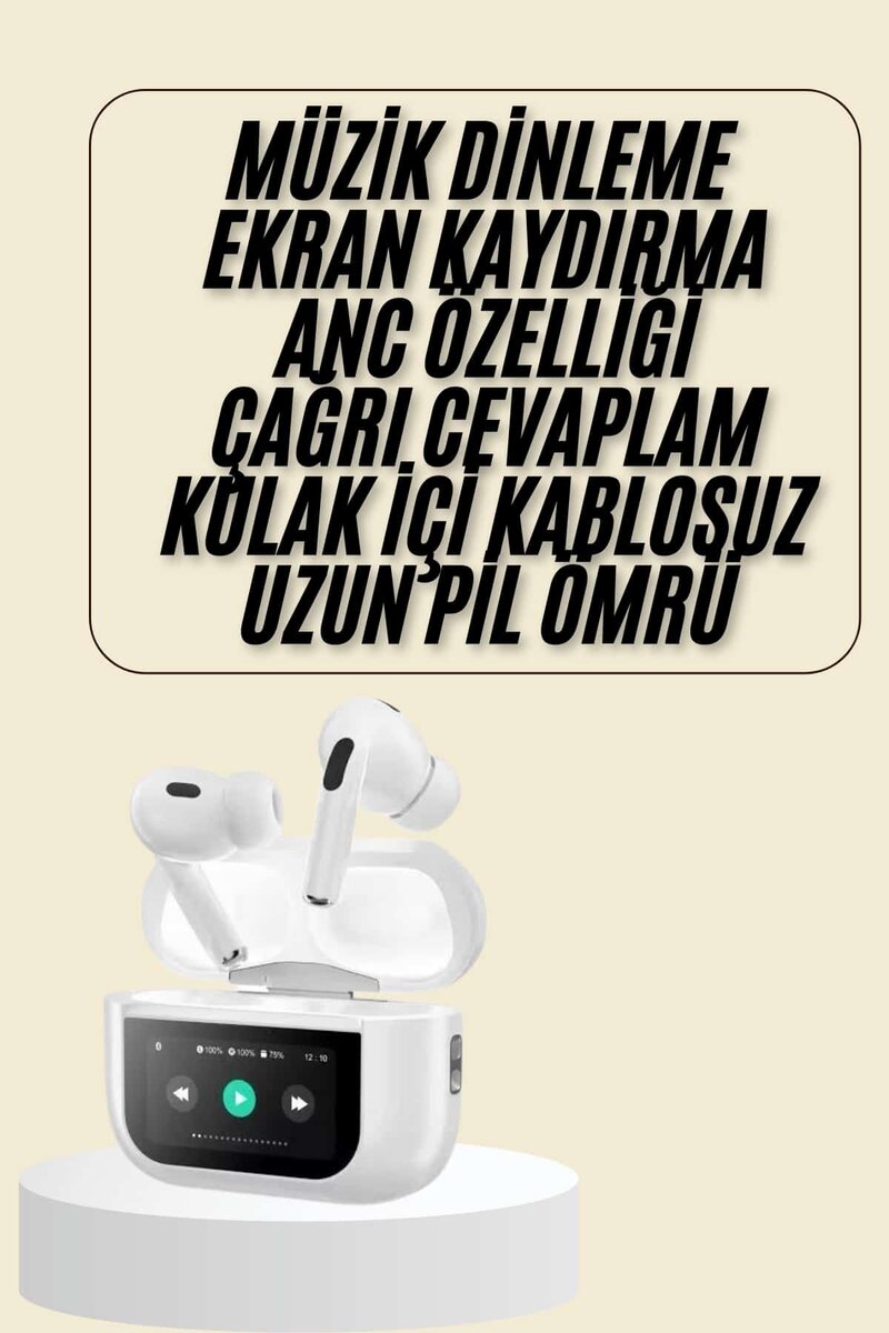 Dokunmatik Ekranlı Bluetooth Kulaklık TWS İOS Android Tüm Telefonlara Uyumlu Kulaklık 1 Dokunmatik Ekranlı Bluetooth Kulaklık TWS İOS Android Tüm Telefonlara Uyumlu Kulaklık