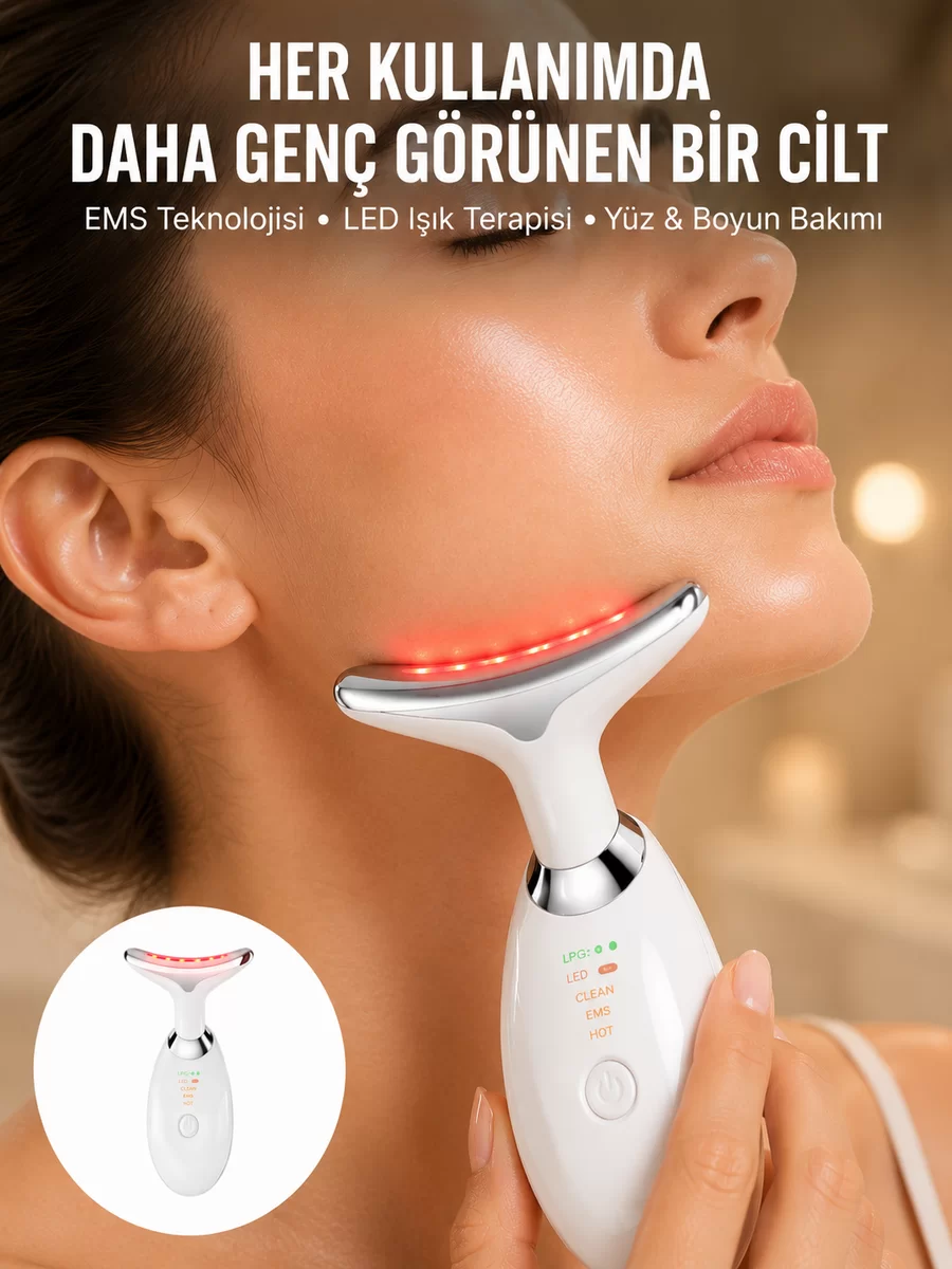LED Işık Destekli Kırışıklık Karşıtı Yüz Bakım Aleti Yeni Nesil 1 LED Işık Destekli Kırışıklık Karşıtı Yüz Bakım Aleti Yeni Nesil