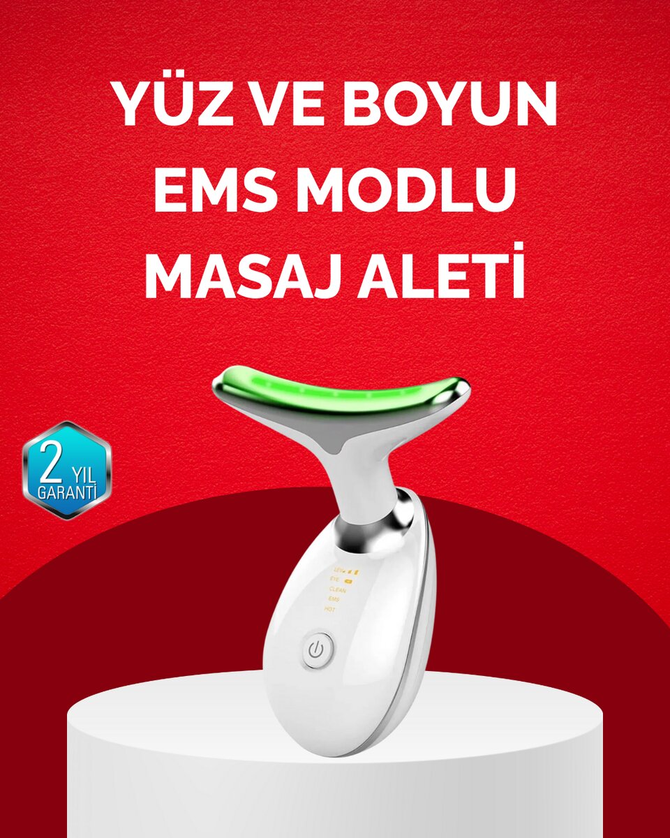 USB Şarjlı LED Işık Terapili Yüz Boyun Bakım Cihazı 1 USB Şarjlı LED Işık Terapili Yüz Boyun Bakım Cihazı