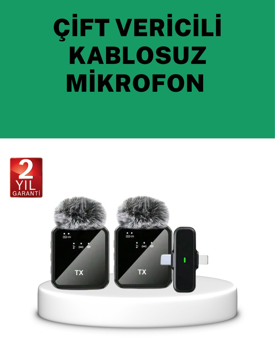 Canlı Yayın ve Video Çekimleri İçin Çiftli Kablosuz Yaka Mikrofon 1 Canlı Yayın ve Video Çekimleri İçin Çiftli Kablosuz Yaka Mikrofon