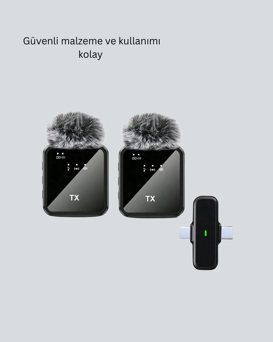 Canlı Yayın ve Video Çekimleri İçin Çiftli Kablosuz Yaka Mikrofon 2 Canlı Yayın ve Video Çekimleri İçin Çiftli Kablosuz Yaka Mikrofon - Görsel 2