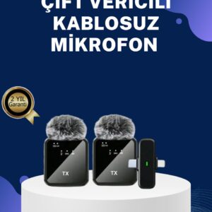 Haydiburaya 12 2in1 Kablosuz Yaka Mikrofonu iOS ve Android Uyumlu