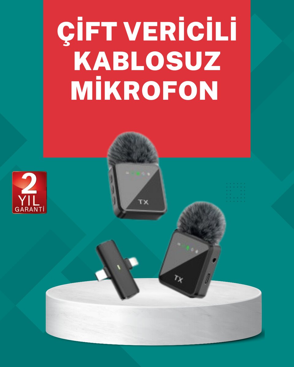 Profesyonel Ses Kayıtları İçin 2’li Kablosuz Yaka Mikrofon Seti 1 Profesyonel Ses Kayıtları İçin 2’li Kablosuz Yaka Mikrofon Seti
