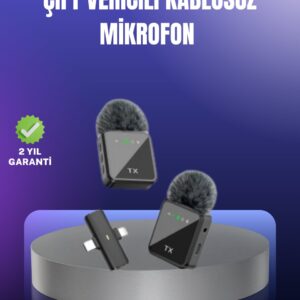 Vlog Podcast ve Röportajlar İçin Kablosuz Çift Yaka Mikrofon