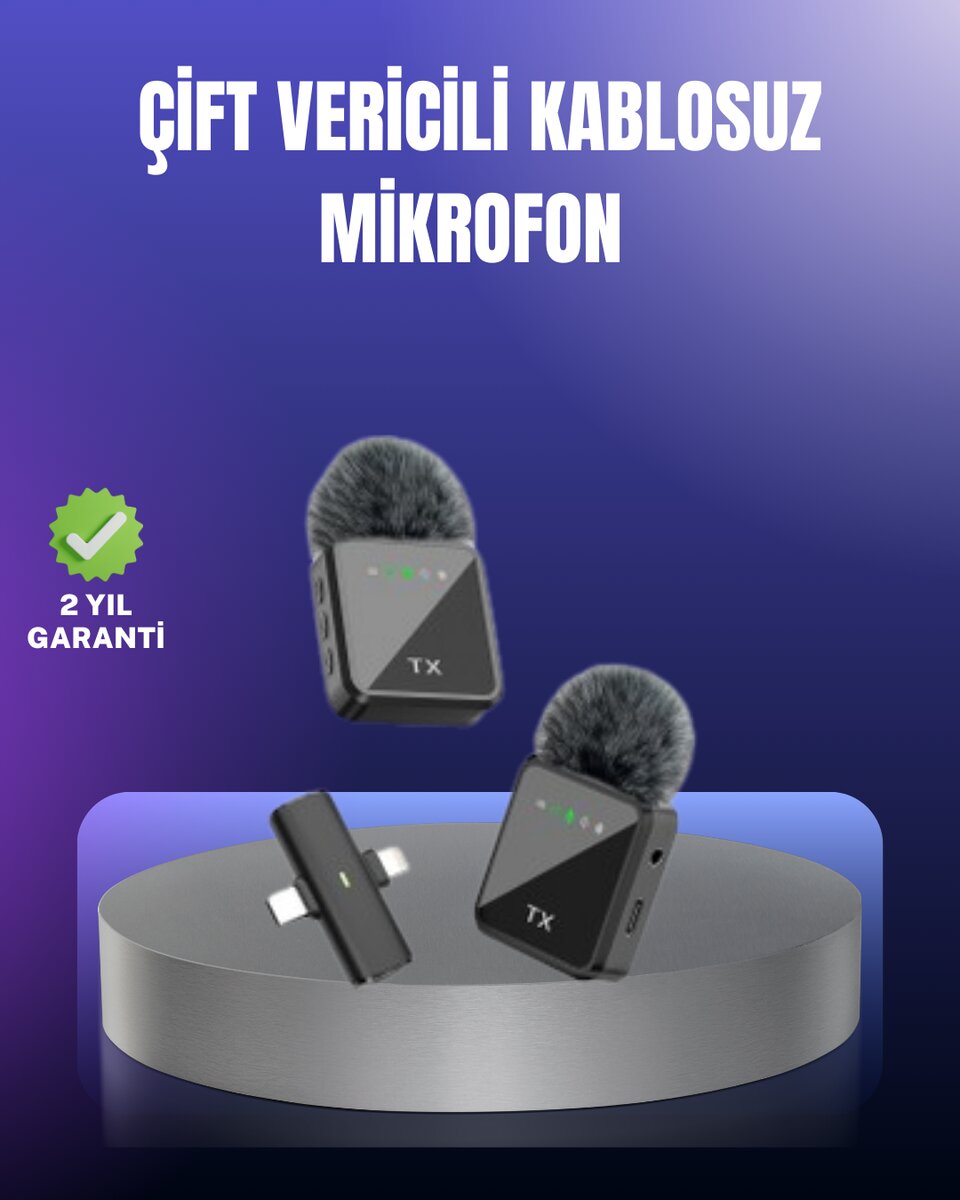 Vlog Podcast ve Röportajlar İçin Kablosuz Çift Yaka Mikrofon 1 Vlog Podcast ve Röportajlar İçin Kablosuz Çift Yaka Mikrofon