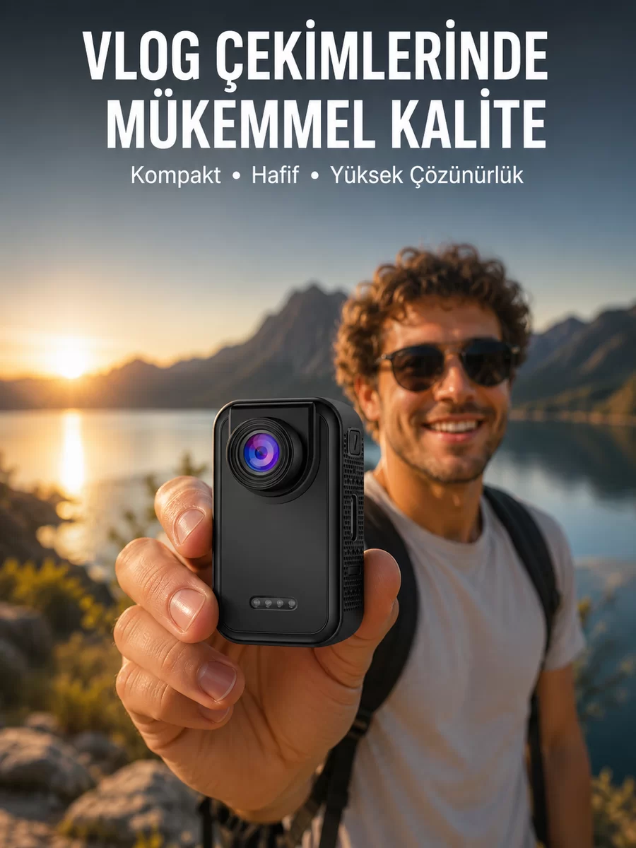 Vlog Seyahat ve Günlük Video Çekimleri İçin Mini Kamera Yeni Nesil 1 Vlog Seyahat ve Günlük Video Çekimleri İçin Mini Kamera Yeni Nesil