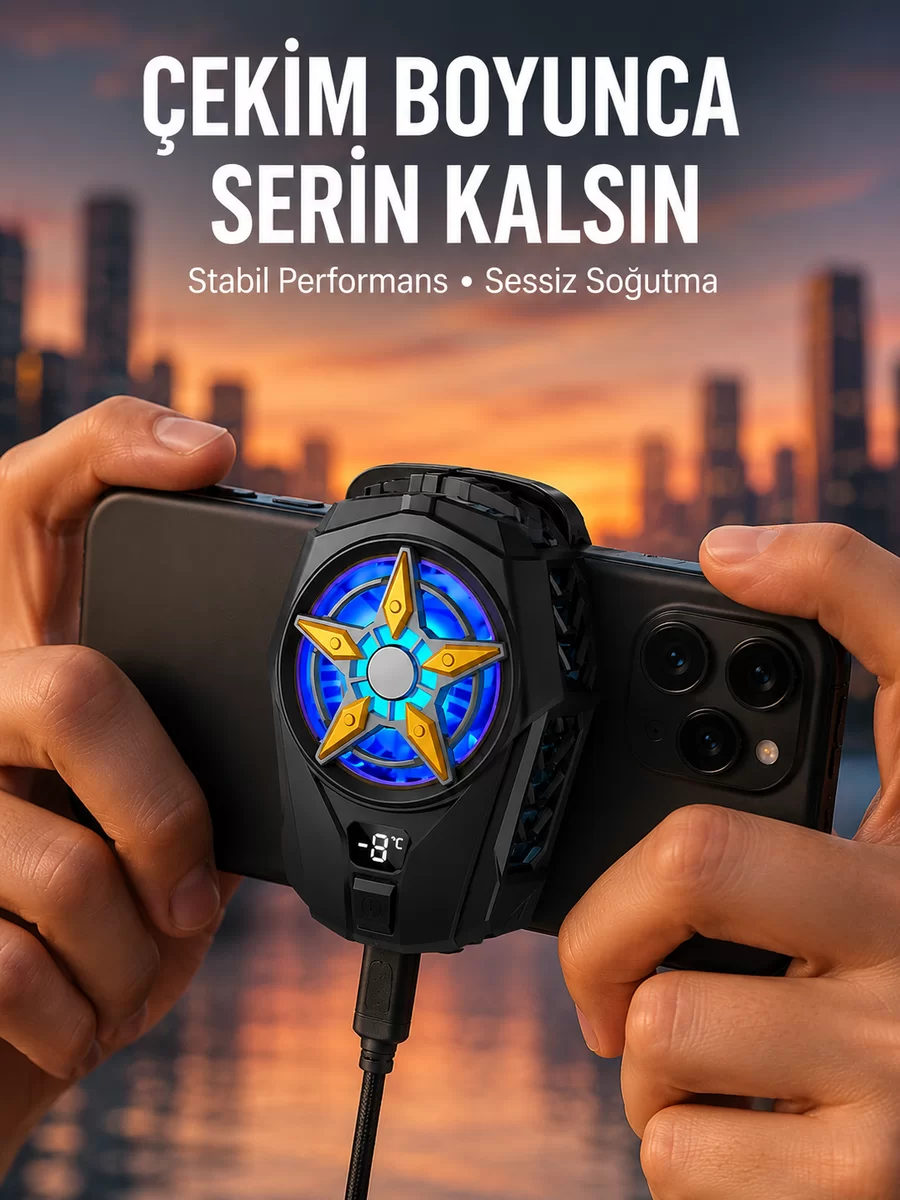 Oyunlar İçin Telefon Soğutucu – 65-85 mm Uyumlu Dijital Ekranlı Yeni Nesil 1 Oyunlar İçin Telefon Soğutucu – 65-85 mm Uyumlu Dijital Ekranlı Yeni Nesil