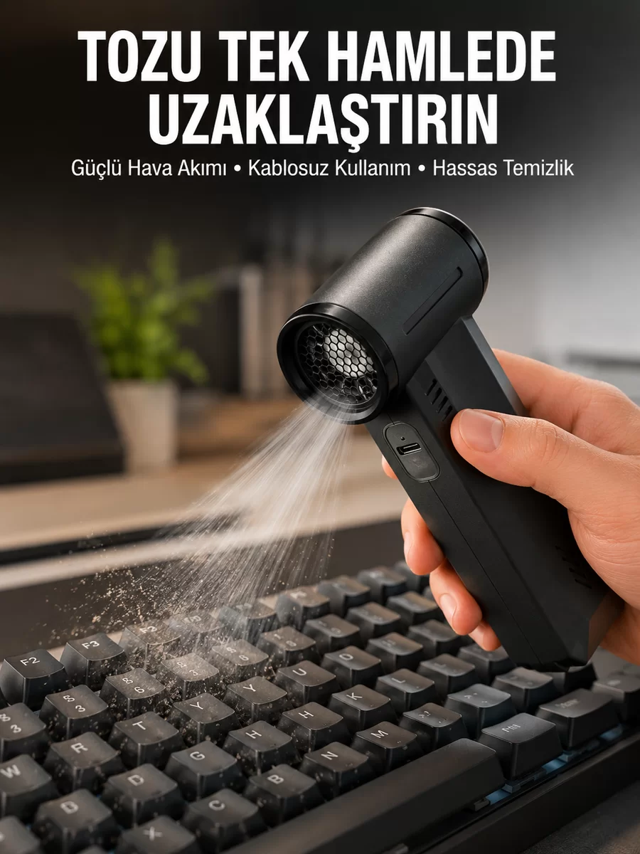 Yüksek Hızlı Kablosuz El Tipi Hava Üfleme Temizlik Cihazı Yeni Nesil 1 Yüksek Hızlı Kablosuz El Tipi Hava Üfleme Temizlik Cihazı Yeni Nesil