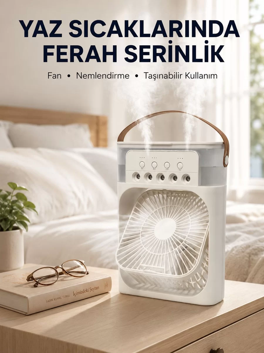 Taşınabilir 3'ü 1 Arada Mini Fan | Nemlendirici + Soğutucu + Gece Lambası Yeni Nesil 1 Taşınabilir 3'ü 1 Arada Mini Fan | Nemlendirici + Soğutucu + Gece Lambası Yeni Nesil