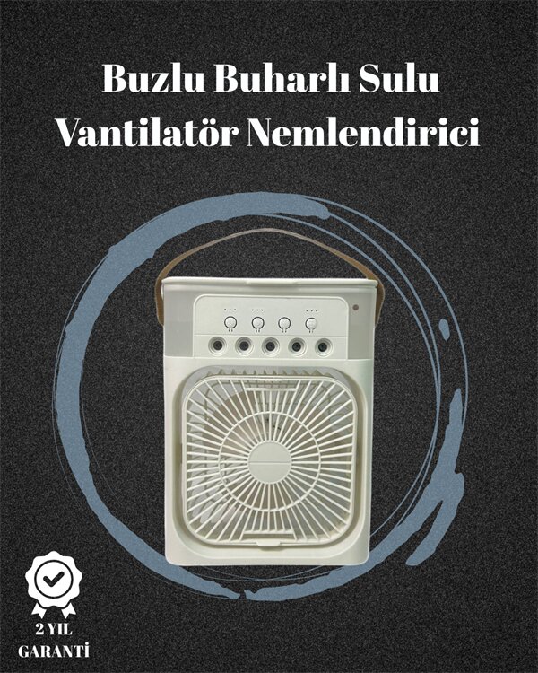 USB Bağlantılı 3'ü 1 Arada Nemlendirici Mini Klima Fan | 7 Renk Işıklı 1 USB Bağlantılı 3'ü 1 Arada Nemlendirici Mini Klima Fan | 7 Renk Işıklı