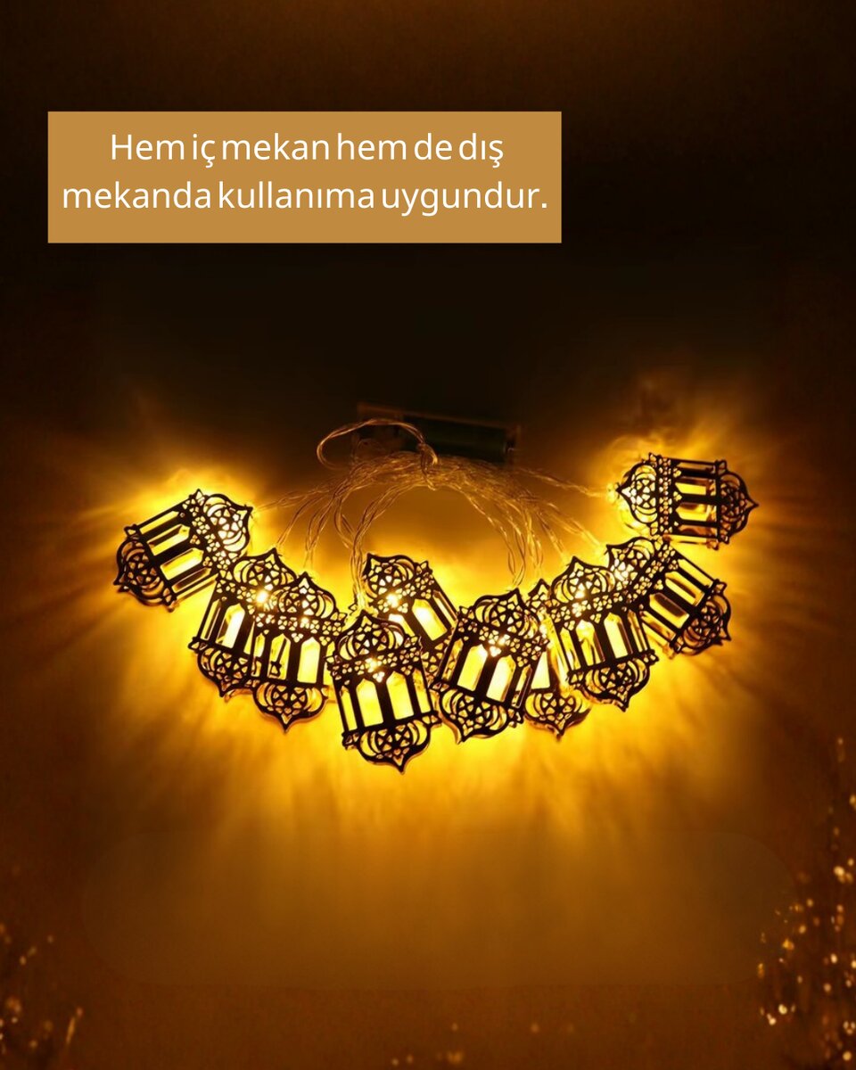 Pilli Ramazan Işıkları Altın Renk Fener Figürlü LED Süsleme 4 Pilli Ramazan Işıkları Altın Renk Fener Figürlü LED Süsleme - Görsel 4