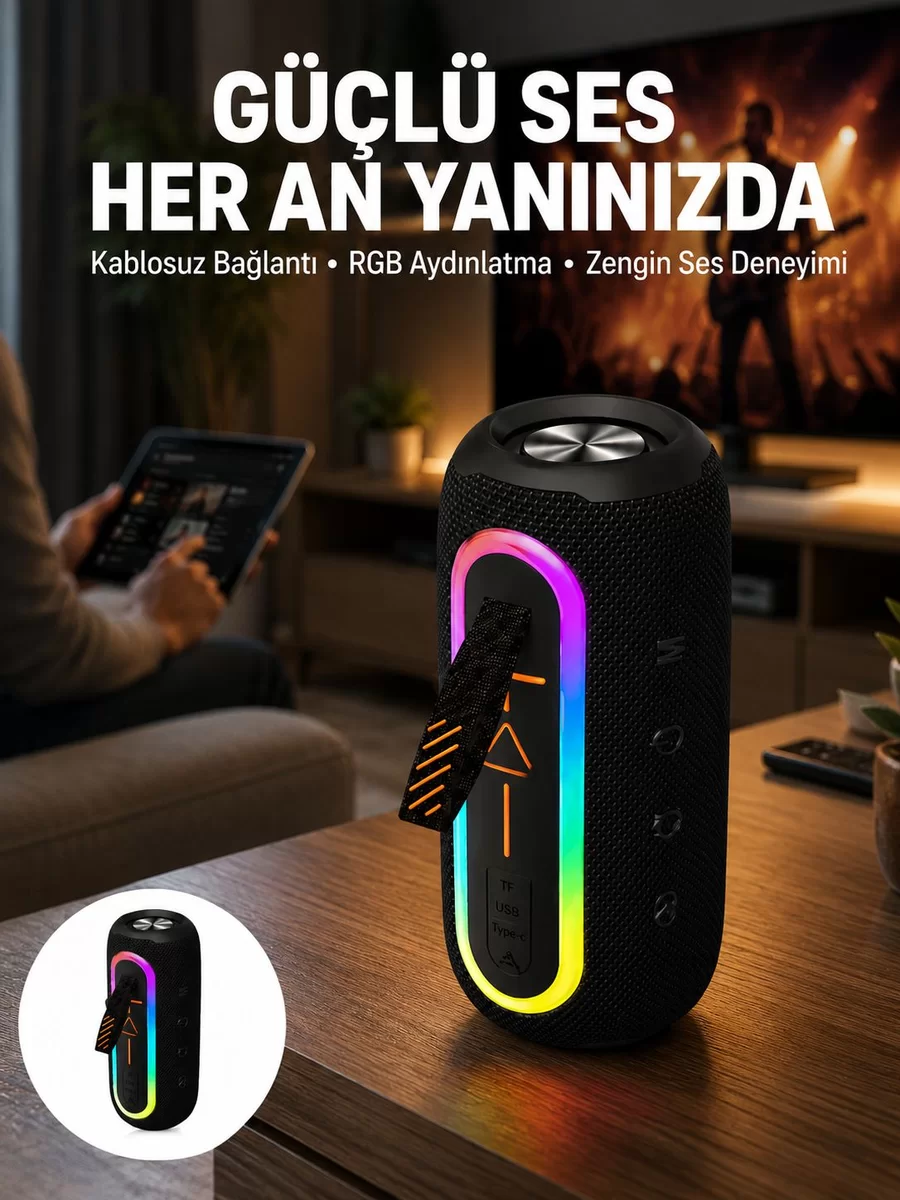 Bluetooth Hoparlör Uzun Pil Ömrü Taşınabilir Yüksek Ses Kaliteli Yeni Nesil 1 Bluetooth Hoparlör Uzun Pil Ömrü Taşınabilir Yüksek Ses Kaliteli Yeni Nesil
