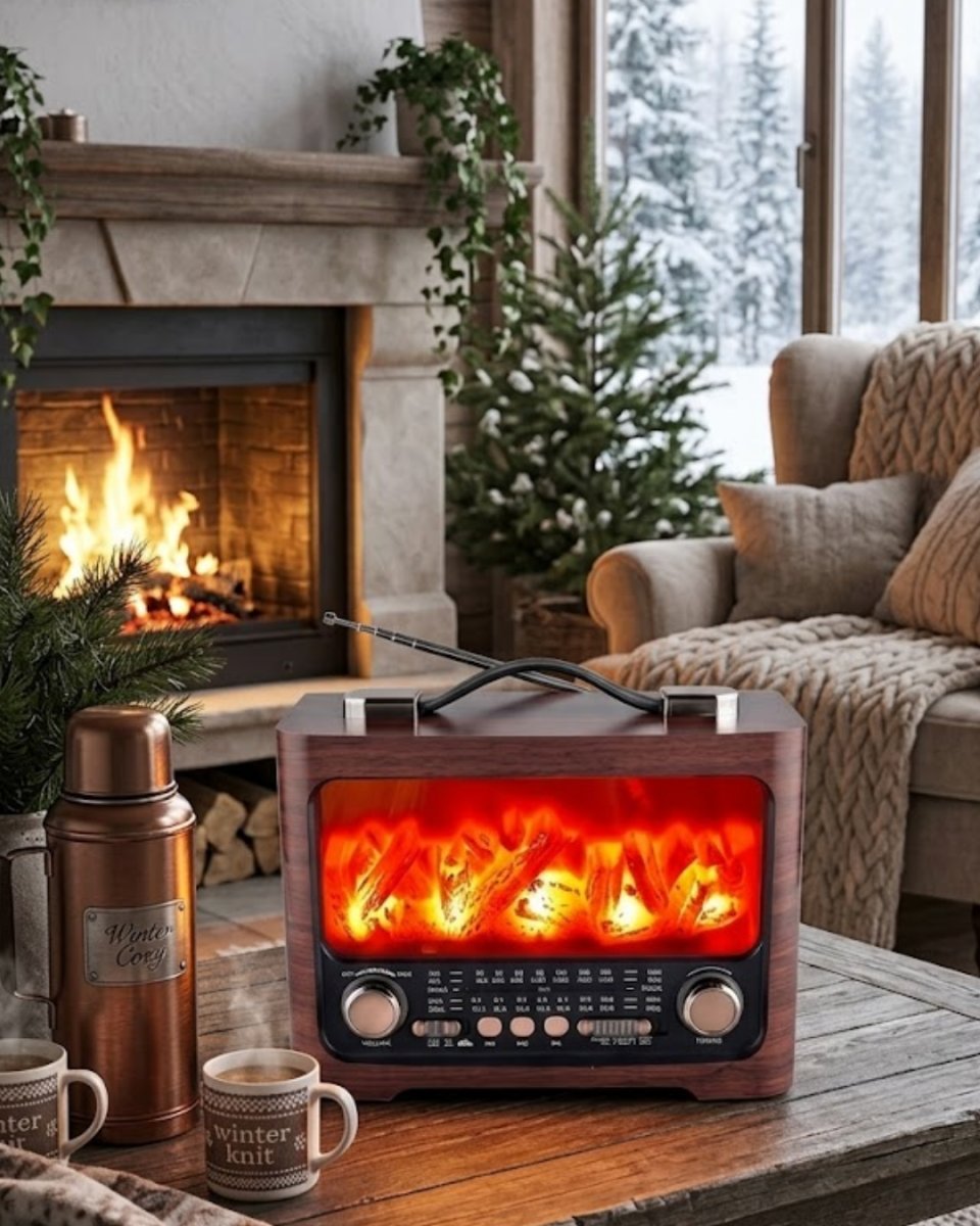 Taşınabilir Şömine Efektli Bluetooth Hoparlör FM Radyo LED Işıklı Müzik Çalar 1 Taşınabilir Şömine Efektli Bluetooth Hoparlör FM Radyo LED Işıklı Müzik Çalar