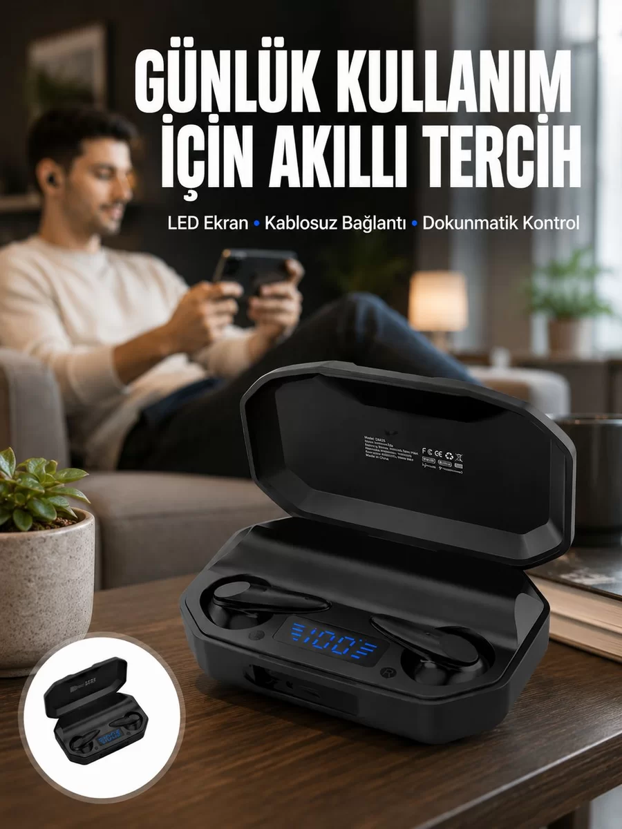 Kulak İçi Bluetooth Kulaklık Rgb Işıklı Çift Mikrofonlu iOS/Android Uyumlu BT 5.2 Yeni Nesil 1 Kulak İçi Bluetooth Kulaklık Rgb Işıklı Çift Mikrofonlu iOS/Android Uyumlu BT 5.2 Yeni Nesil