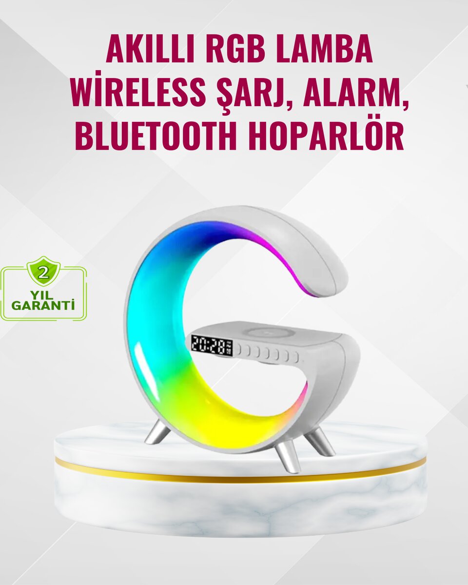 Akıllı Uyku Lambası Gündoğumu Alarmı Kablosuz Şarj ve Müzik Çalar 1 Akıllı Uyku Lambası Gündoğumu Alarmı Kablosuz Şarj ve Müzik Çalar