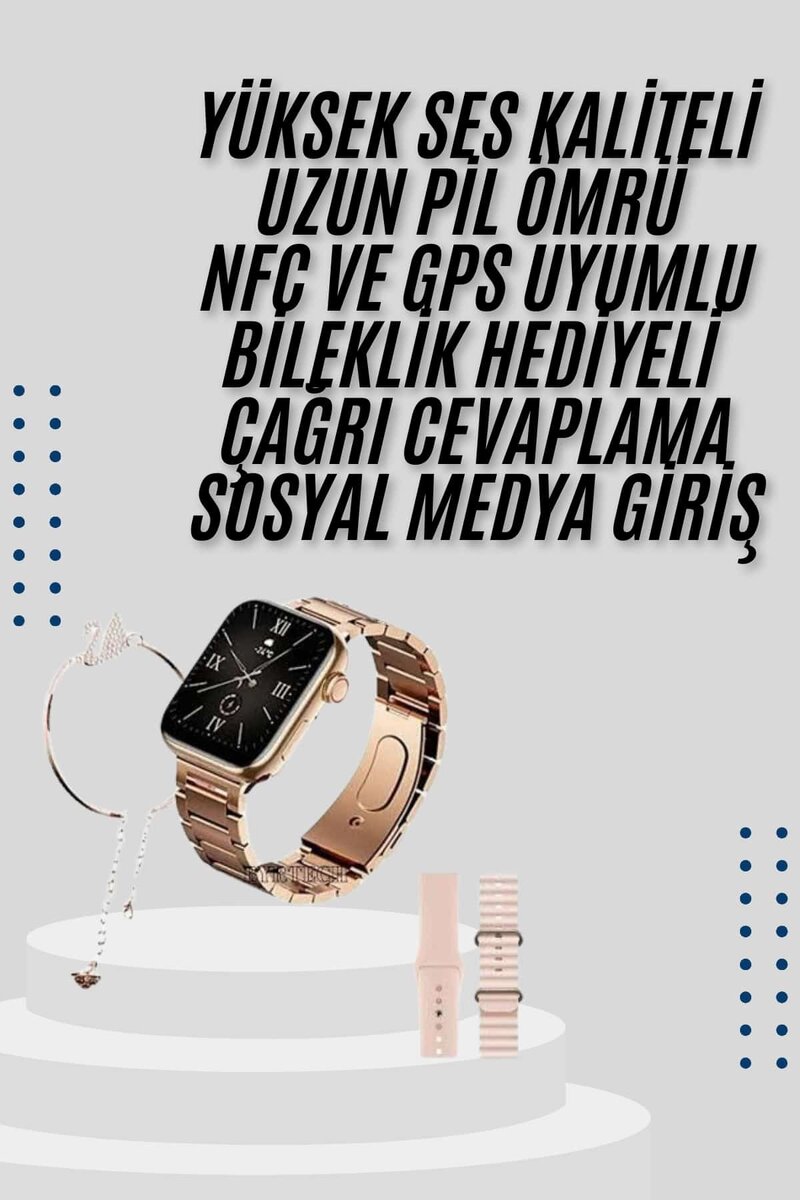 Akıllı Saat 3 Kordonlu Ve Aksesuarlı Bayanlar Için Şık Rose renk 2 Akıllı Saat 3 Kordonlu Ve Aksesuarlı Bayanlar Için Şık Rose renk - Görsel 2