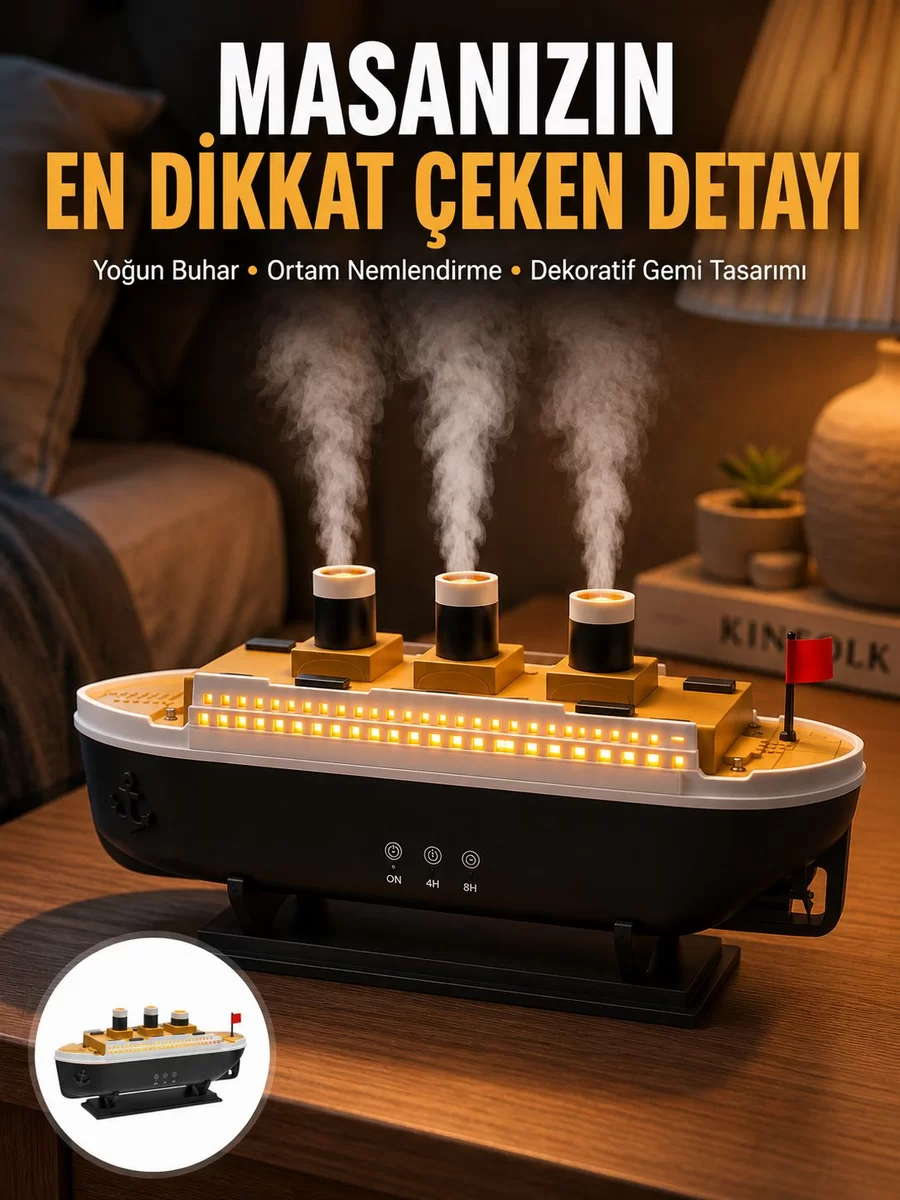 7 Renk Ortam Işıklı Dekoratif Gemi Tasarım Hava Nemlendirici Difüzör Yeni Nesil 1 7 Renk Ortam Işıklı Dekoratif Gemi Tasarım Hava Nemlendirici Difüzör Yeni Nesil