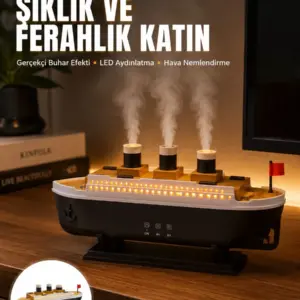 Ultra Sessiz Titanik Gemi LED Işıklı Aroma Difüzörü Oda Nemlendirici Yeni Nesil