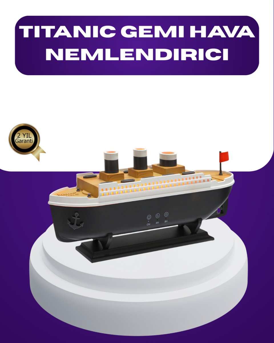 Titanik Gemi Tasarımlı LED Işıklı Hava Nemlendirici Buhar Efektli Oda Difüzörü 1 Titanik Gemi Tasarımlı LED Işıklı Hava Nemlendirici Buhar Efektli Oda Difüzörü