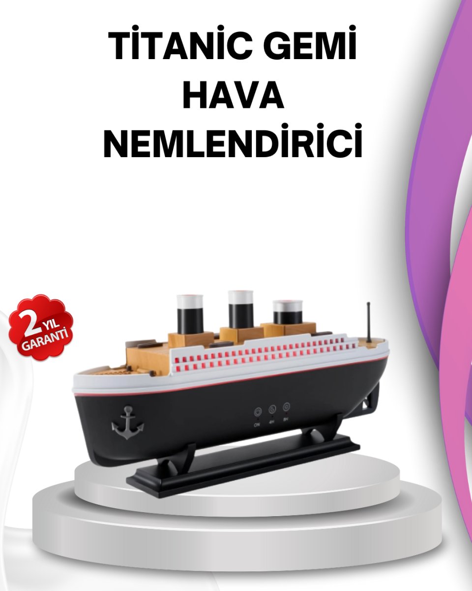 Ultra Sessiz Titanik Gemi LED Işıklı Aroma Difüzörü Oda Nemlendirici 1 Ultra Sessiz Titanik Gemi LED Işıklı Aroma Difüzörü Oda Nemlendirici