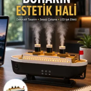 Dekoratif Gemi Modeli 7 Renk Işıklı Hava Nemlendirici ve Oda Kokusu Difüzörü Yeni Nesil