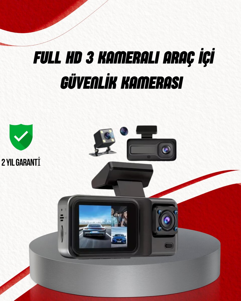 Ön Arka ve İç Kamera DashCam 360° Kapsamlı Full HD Araç Güvenlik Sistemi 1 Ön Arka ve İç Kamera DashCam 360° Kapsamlı Full HD Araç Güvenlik Sistemi