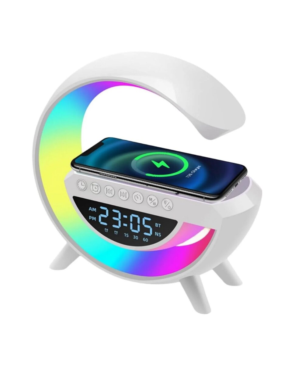 Çok Fonksiyonlu Kablosuz Şarjlı Saat Hoparlör RGB Işık ve Alarm Özellikli 2 Çok Fonksiyonlu Kablosuz Şarjlı Saat Hoparlör RGB Işık ve Alarm Özellikli - Görsel 2