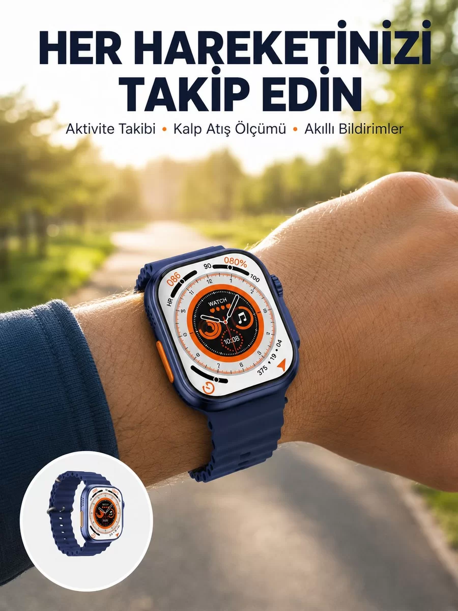 Ultra Akıllı Saat 2.05 İnç Büyük Ekran Bluetooth Aramalı IP67 Yeni Nesil 1 Ultra Akıllı Saat 2.05 İnç Büyük Ekran Bluetooth Aramalı IP67 Yeni Nesil