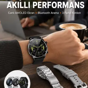 Akıllı Saat Çoklu Kordon Seçeneği Amoled Ekran Çok Fonksiyonlu Bluetooth Bağlantılı Yeni Nesil