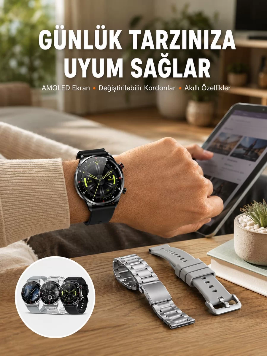 Çok Fonksiyonlu Akıllı Saat Bluetooth Bağlantılı Çağrı Cevaplayabilen Uzun Pil Ömrü Yeni Nesil 1 Çok Fonksiyonlu Akıllı Saat Bluetooth Bağlantılı Çağrı Cevaplayabilen Uzun Pil Ömrü Yeni Nesil