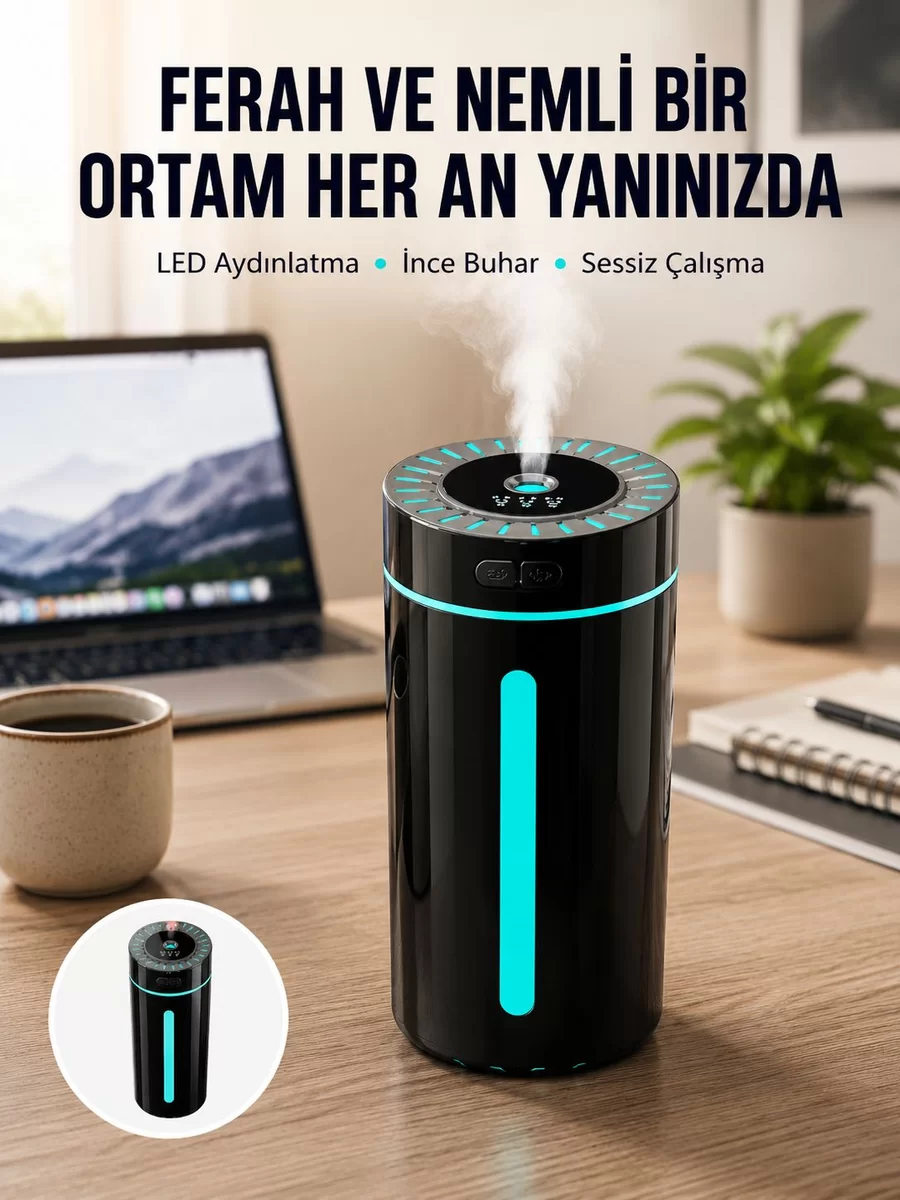 Ultrasonik Nemlendirici LED Işıklı Aromaterapi Difüzör Sessiz Çalışma Yeni Nesil 1 Ultrasonik Nemlendirici LED Işıklı Aromaterapi Difüzör Sessiz Çalışma Yeni Nesil