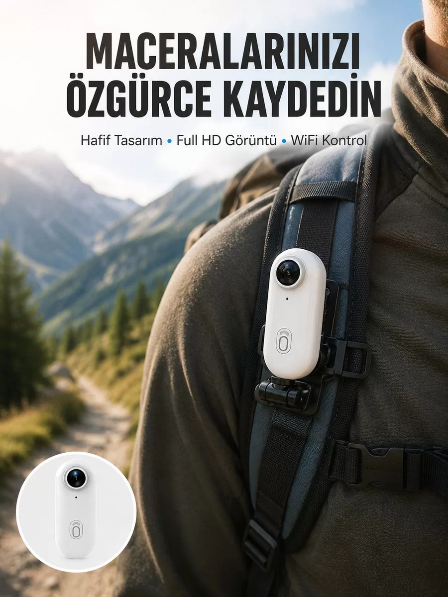 Geniş Açı Lensli WiFi Spor ve Vlog Kamerası Yeni Nesil 1 Geniş Açı Lensli WiFi Spor ve Vlog Kamerası Yeni Nesil