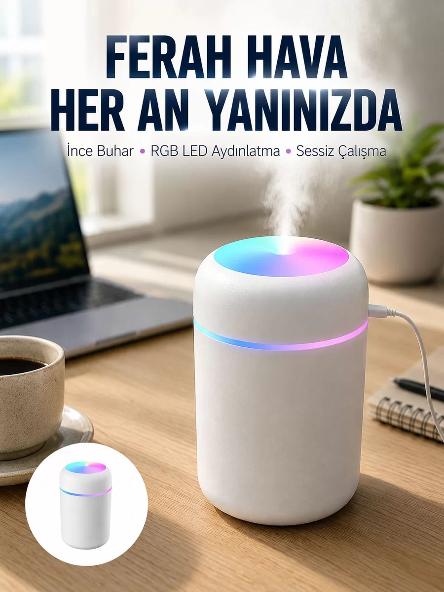 Hava Nemlendirici Buhar Makinesi Led Işıklı USB Dekoratif Nemlendirici Yeni Nesil 1 Hava Nemlendirici Buhar Makinesi Led Işıklı USB Dekoratif Nemlendirici Yeni Nesil