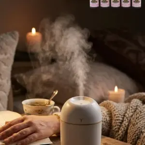 Mini Nemlendirici 5 Esans Hediyeli LED Işıklı Taşınabilir Aromaterapi Buhar Makinesi