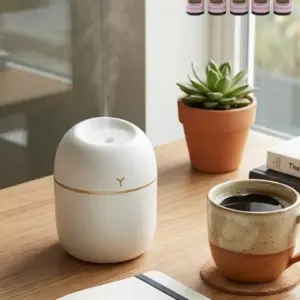 Taşınabilir Mini Nemlendirici 5 Esans Hediyeli Sessiz LED Işıklı Difüzör