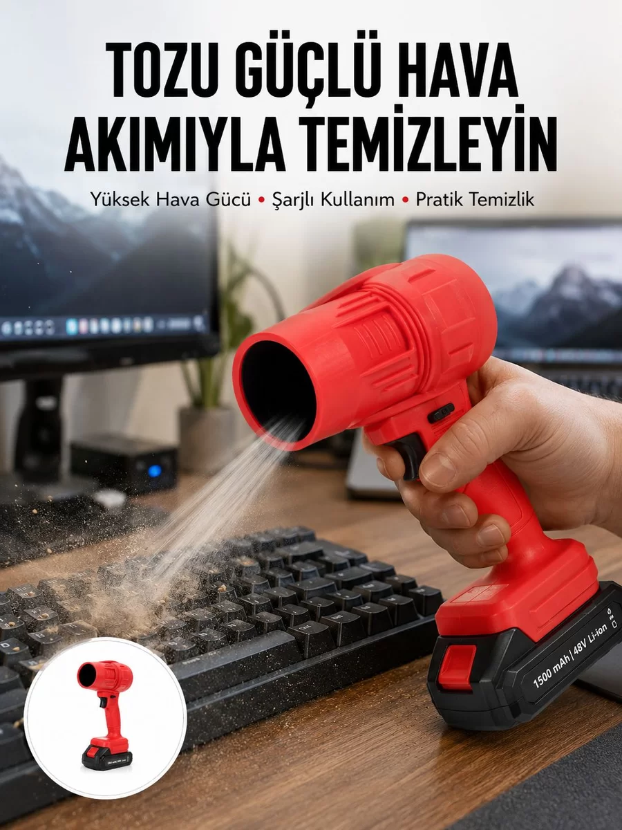 Güçlü Motorlu Elektrikli Toz Alma ve Temizleme Aleti Yeni Nesil 1 Güçlü Motorlu Elektrikli Toz Alma ve Temizleme Aleti Yeni Nesil