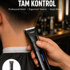 Şarjlı Tıraş Makinesi – Dijital Ekranlı IPX7 Su Geçirmez Titanyum Bıçaklı Yeni Nesil