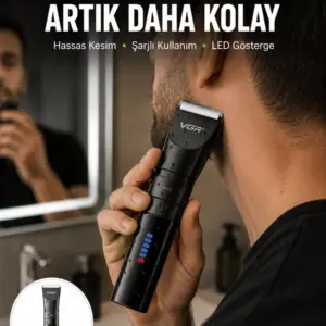 Erkek Saç ve Sakal Kesme Makinesi – Su Geçirmez Sessiz Motorlu Yeni Nesil