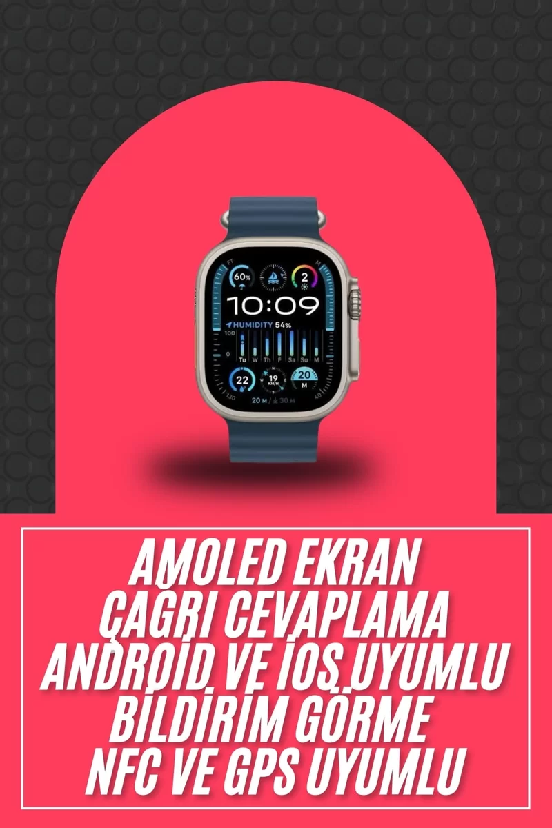 49mm Akıllı Saat Amoled Ekranlı Kadın Erkek Kol Saati Plastik Kordon Yeni Nesil 2 49mm Akıllı Saat Amoled Ekranlı Kadın Erkek Kol Saati Plastik Kordon Yeni Nesil - Görsel 2