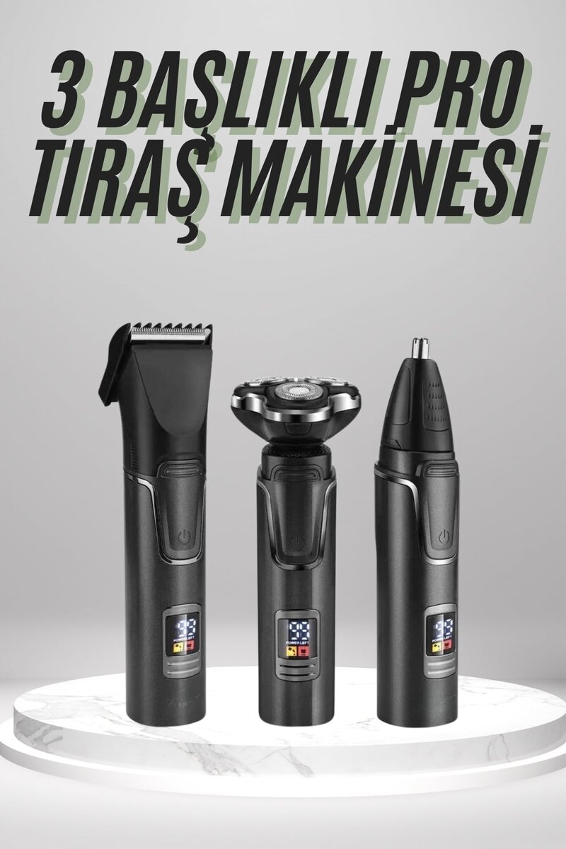 Dijital Göstergeli 3 Başlıklı Tıraş Makinesi Islak Kuru Lazer Öncesi Günlük 1 Dijital Göstergeli 3 Başlıklı Tıraş Makinesi Islak Kuru Lazer Öncesi Günlük